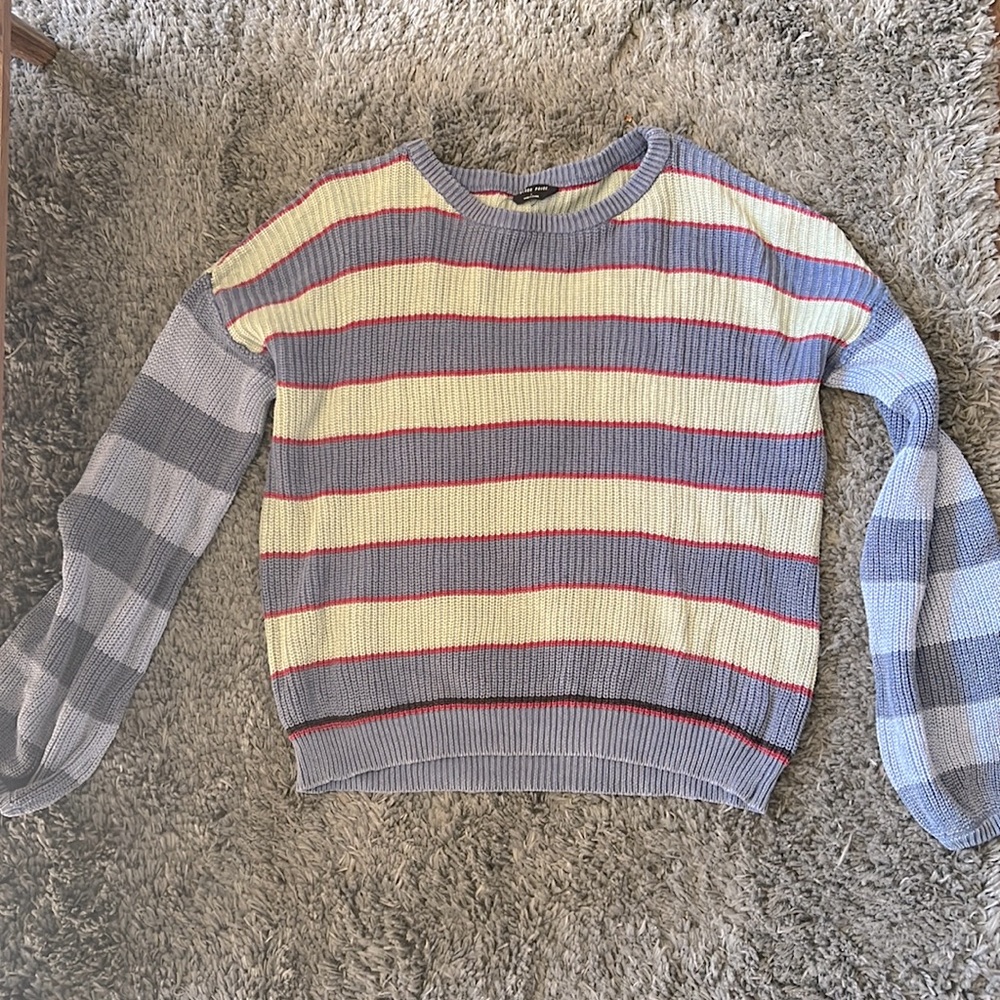 VICI Blank Paige Striped Balloon-Sleeve Sweater-Size Large *Never worn*